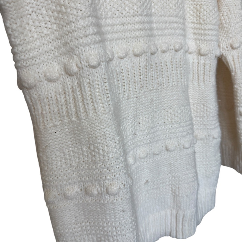 Lou & Grey Women's Ivory Mock Neck Sweater M Pom-Pom Detail Casual Alpaca Blend - Picture 4 of 9